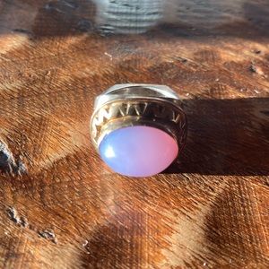 Stunning ring! 925 silver, 14k gold and purple jade!
